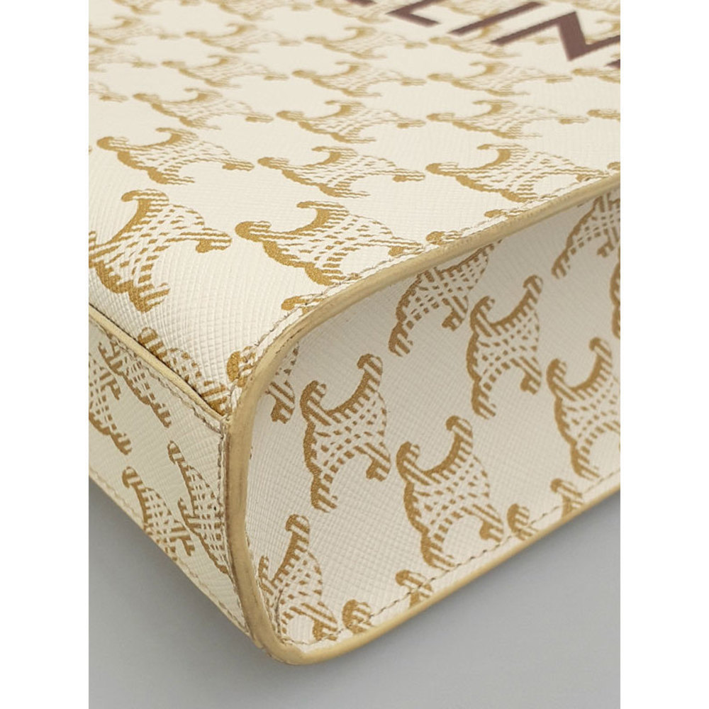 Celine Triomphe Canvas Mini 2way Bag White Brown - image 4